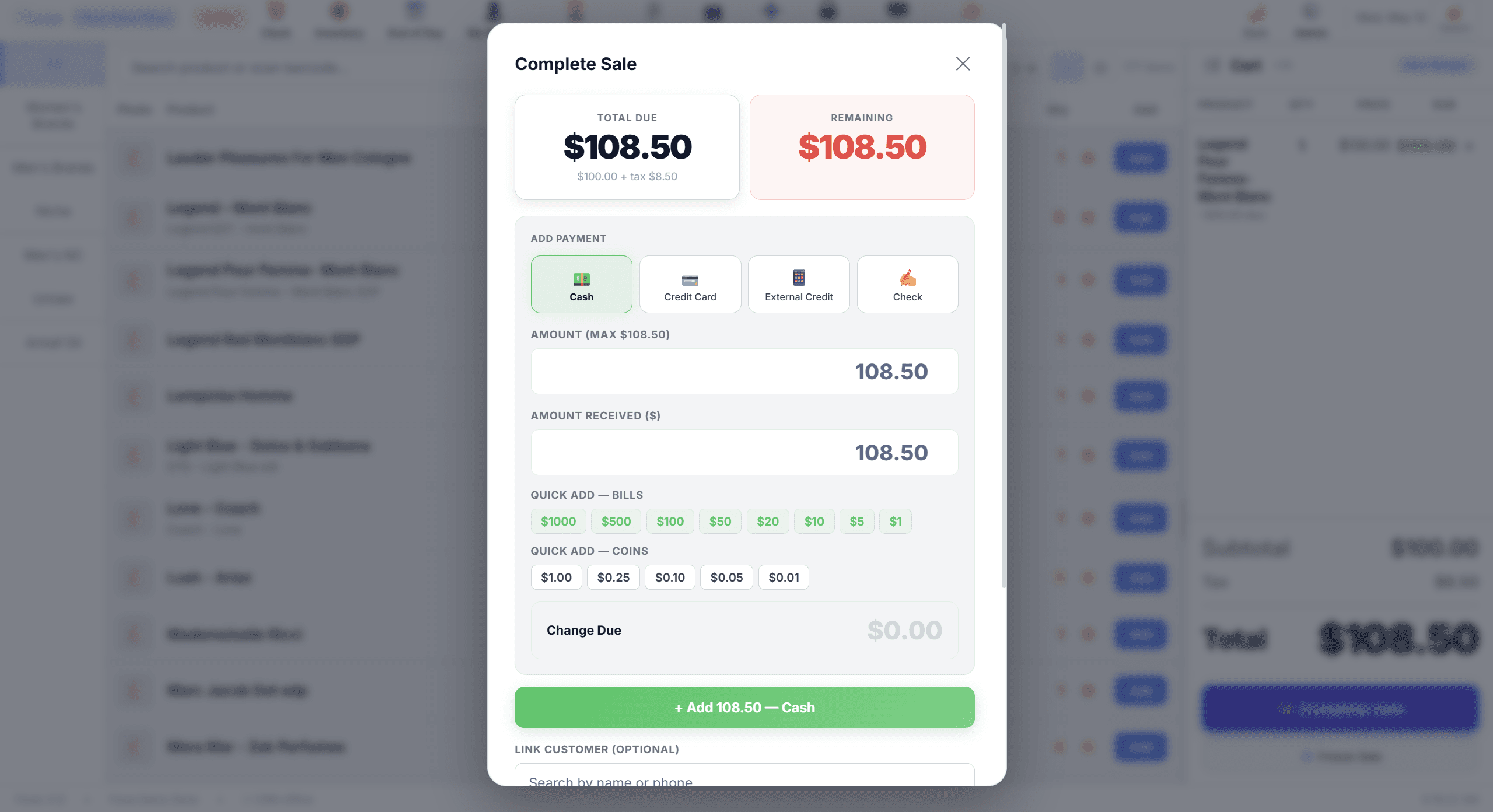 Fluxe smart checkout interface for retail transactions